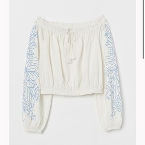 H&M off the shoulder floral detail blouse